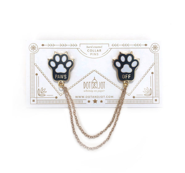 Collar Pin Set for Cat Lovers with Gold Chain  Cheeky Enamel Pin Flair by  Dot & Jot – Dot&Jot