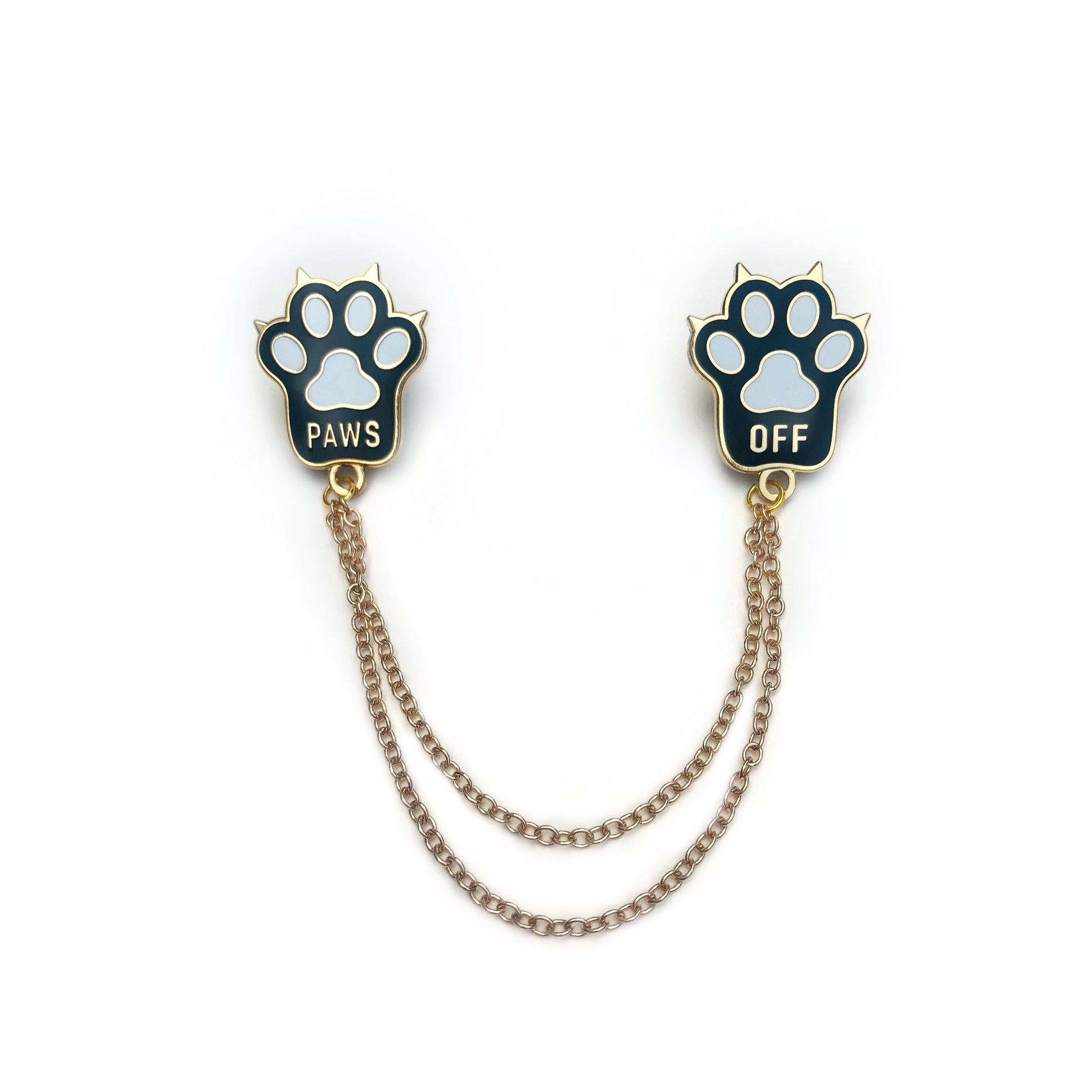Black Cat Paws Off- Collar Pins