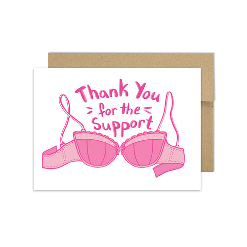 Pink Bra Support - Thanks Card