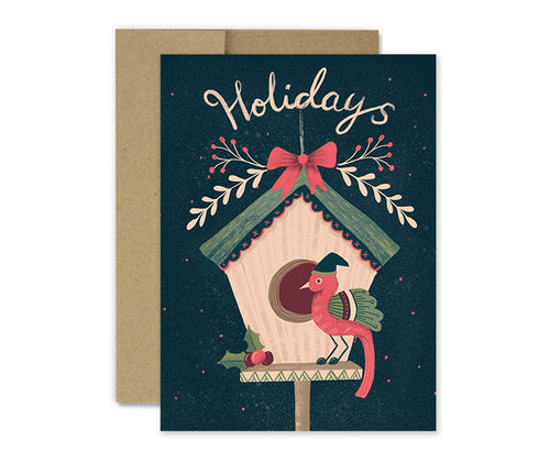 Partridge Birdhouse - Holiday Card