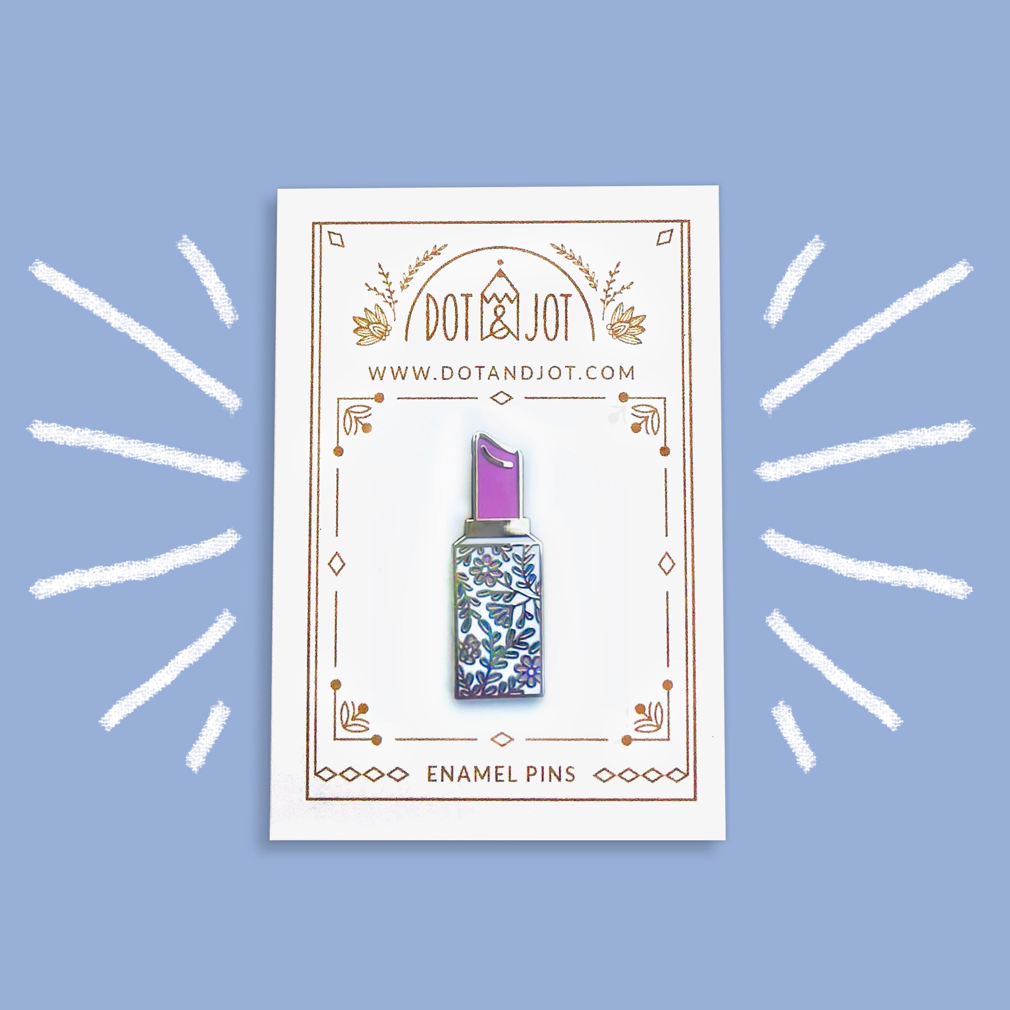 Floral Lipstick (pink) - Enamel Pins