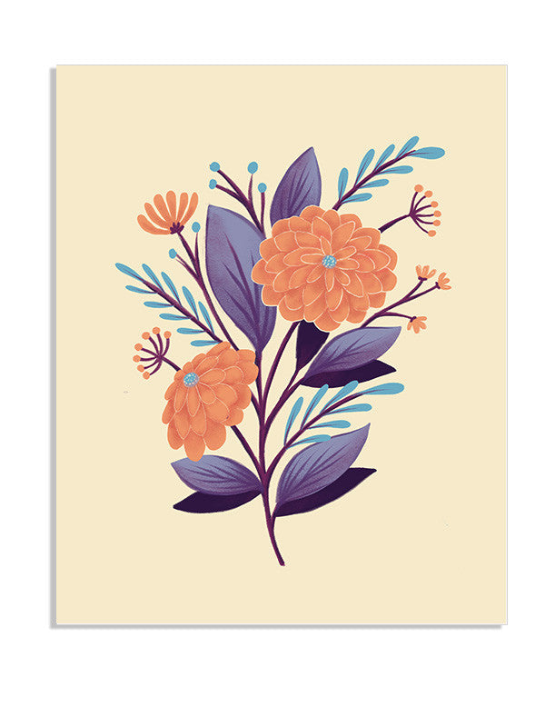 Orange Chrysanthemum Flowers - Art Print