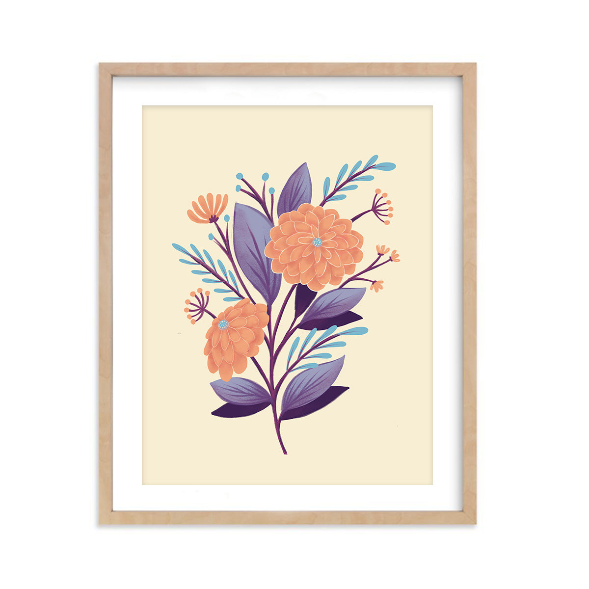 Orange Chrysanthemum Flowers - Art Print