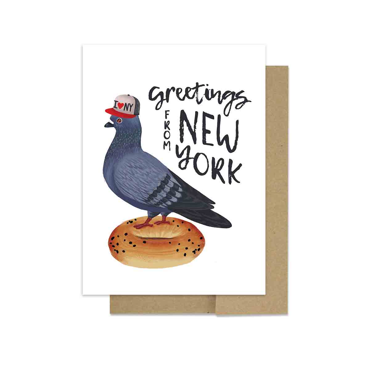 Pigeon on a Bagel - Greeting Card