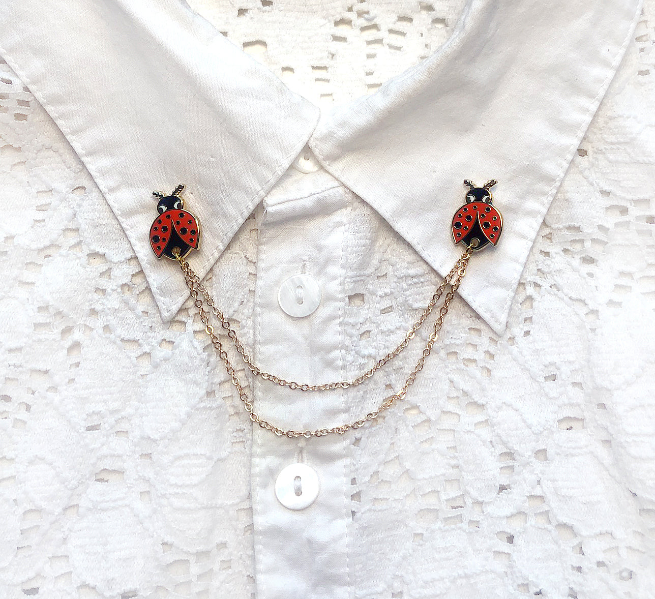 Red Ladybug- Collar Pins