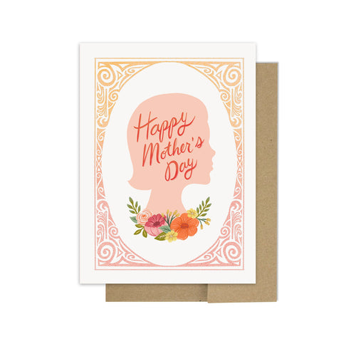 Floral Framed Mom Portrait - Greeting Card