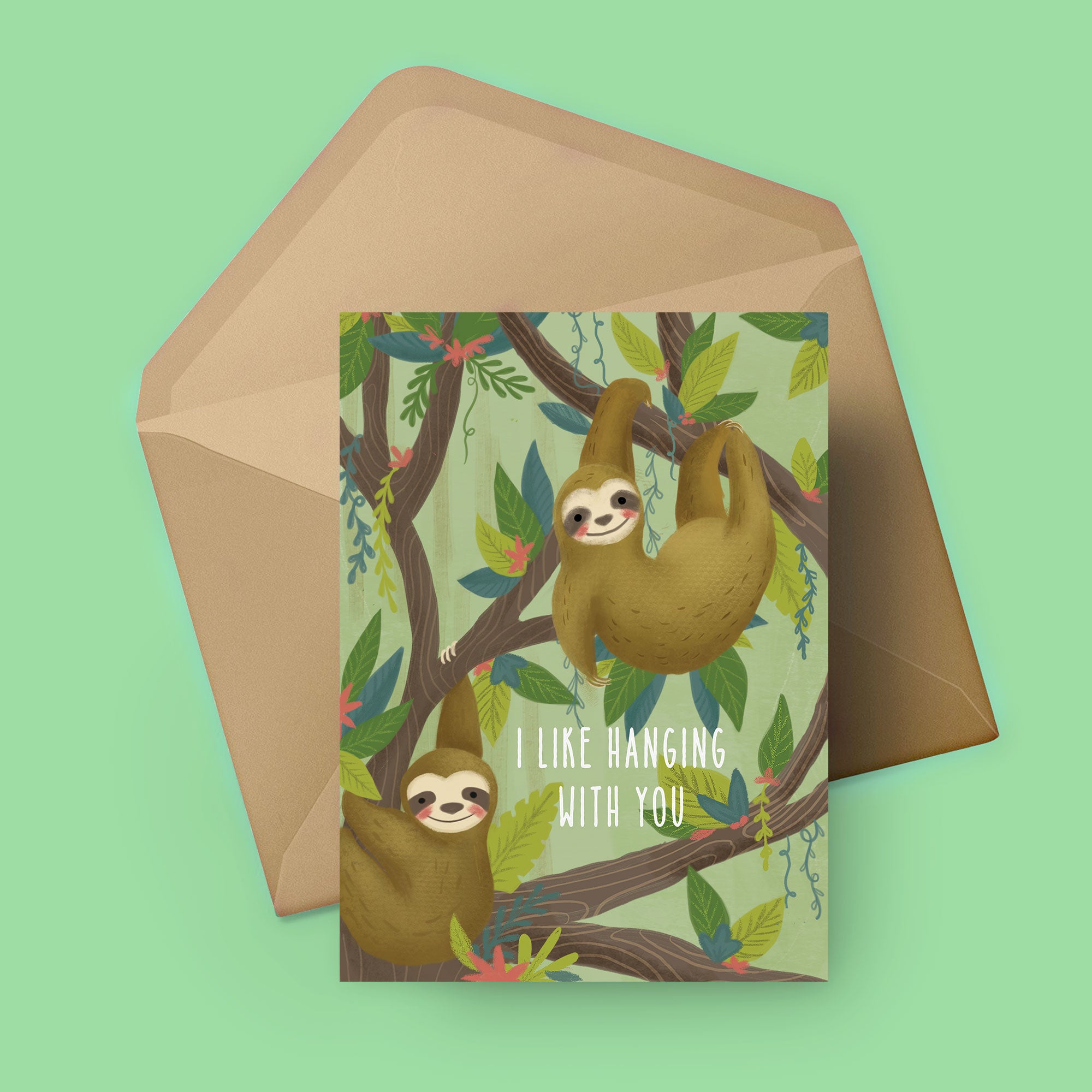 Hanging Sloths - Greeting Card