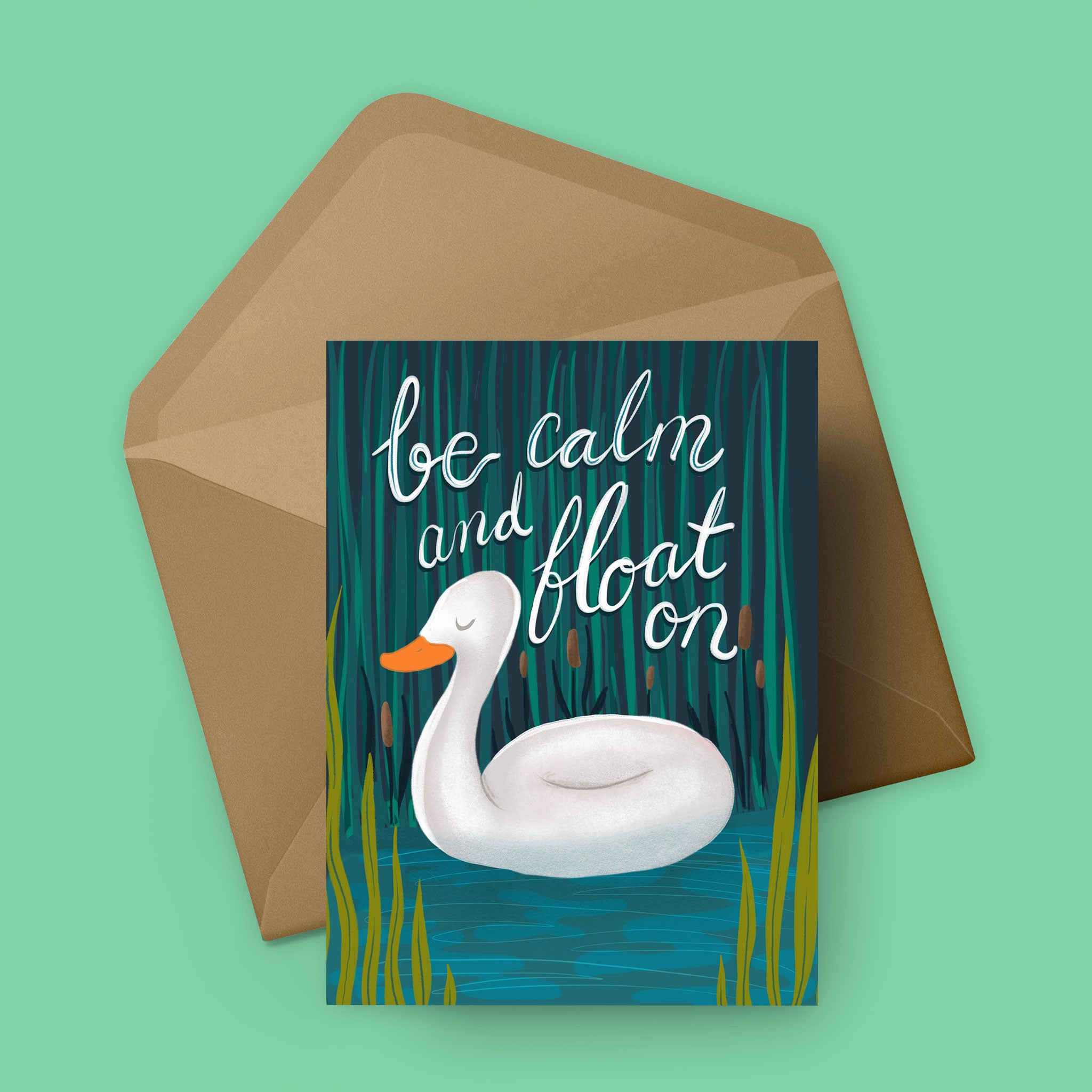 Float On Swan - Greeting Card